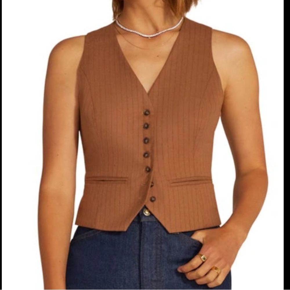 Favorite daughter camel pinstripe vest